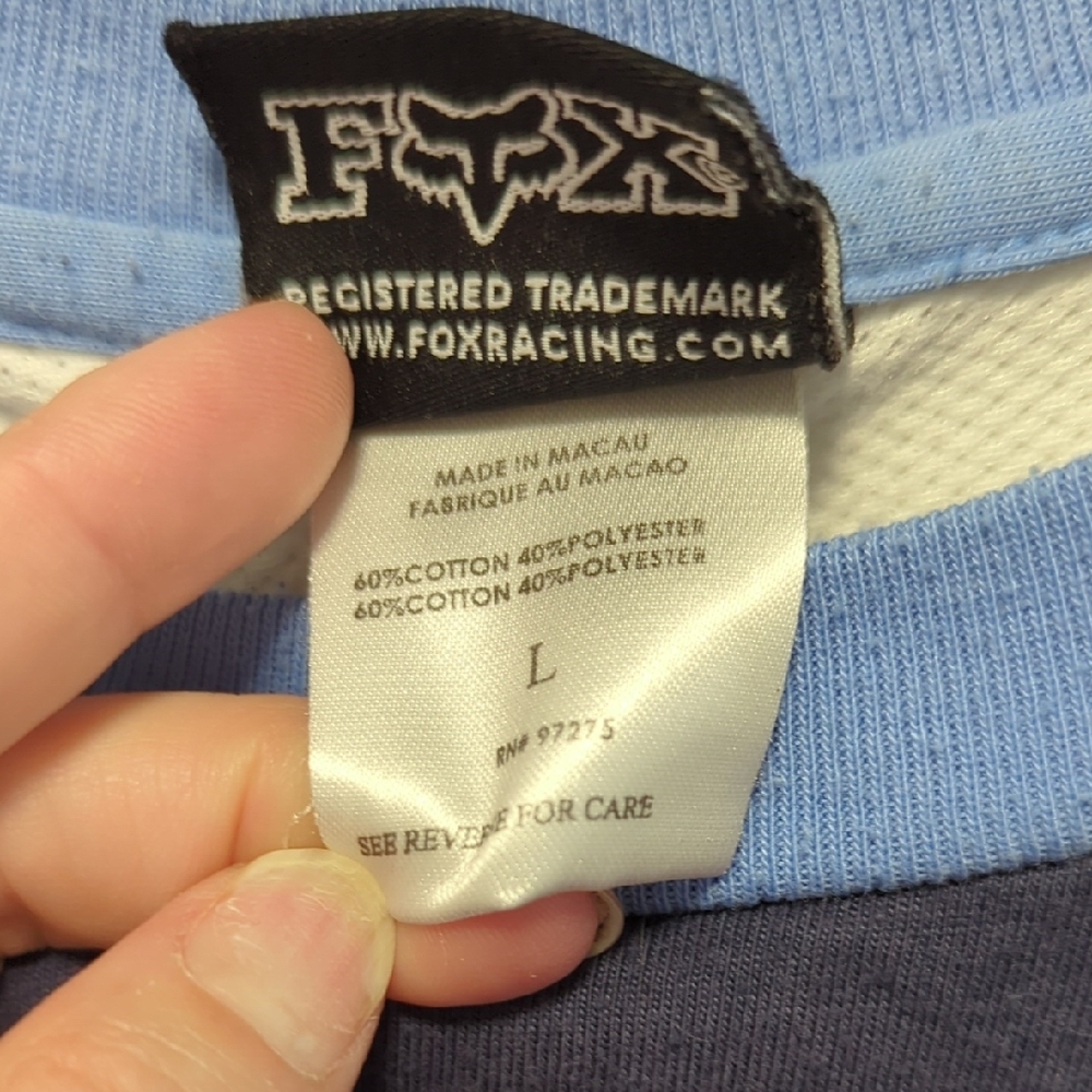 Fox Men's Long Sleeve Shirt - Navy and Light Blue - Picture 8 of 9